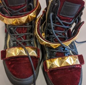 Giuseppe Zanotti Mens 44 Red Gold Suede Sneakers